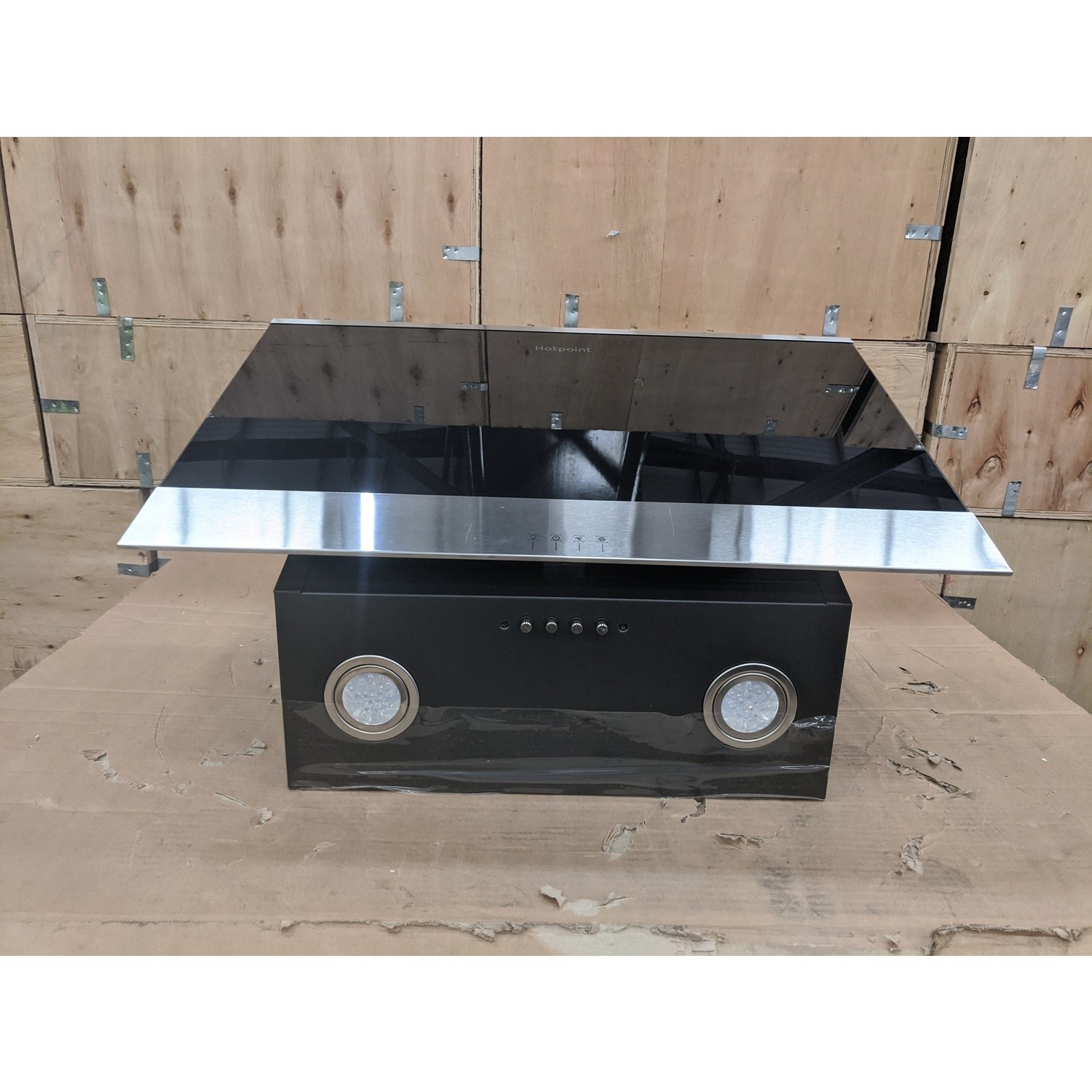 Refurbished Hotpoint PHVP66FLMK 60cm Angled Cooker Hood Black