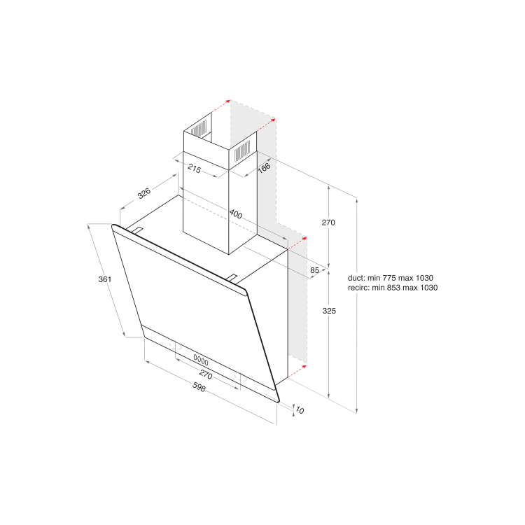 Refurbished Hotpoint PHVP66FLMK 60cm Chimney Cooker Hood