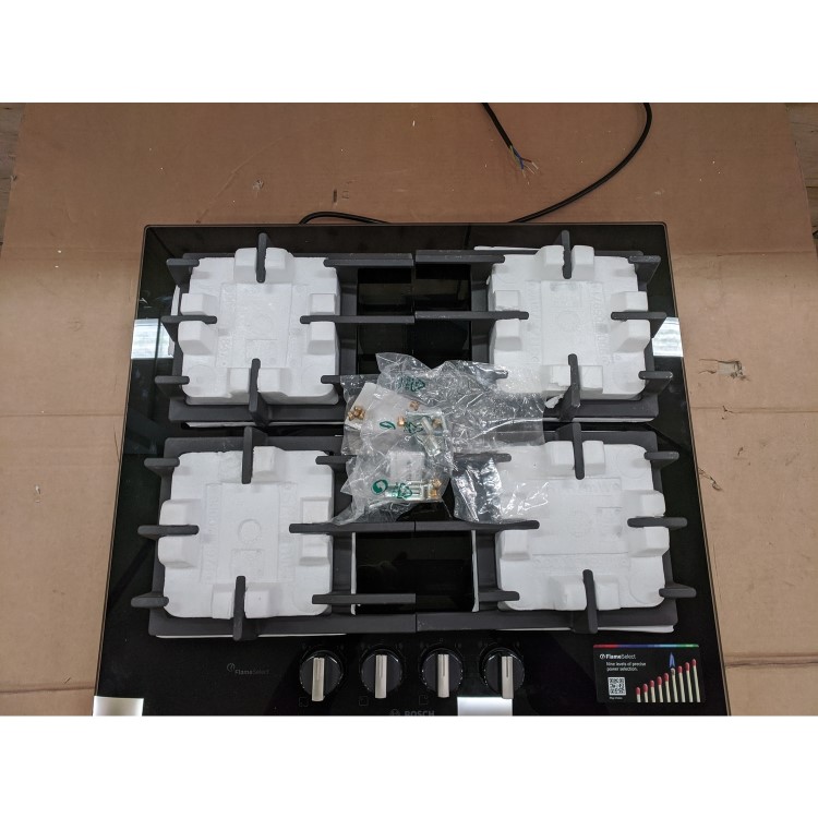 Refurbished Bosch Serie 6 PPP6A6B90 60cm 4 Burner Gas on Glass Hob Black