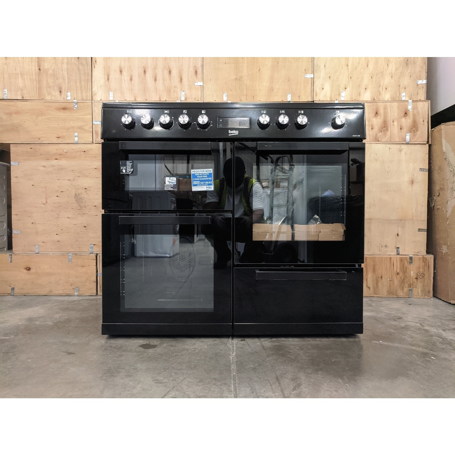 Refurbished Beko KDVC100K 100cm Electric Range Cooker with Ceramic Hob