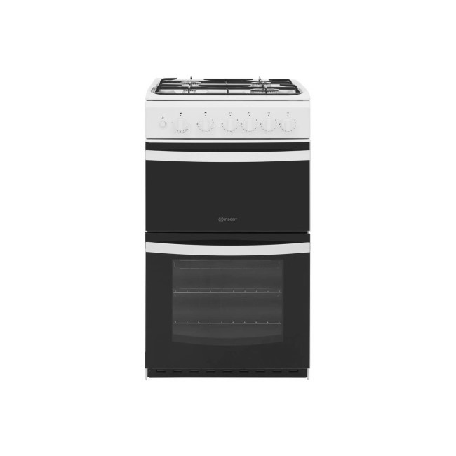 Indesit 50cm Double Cavity Gas Cooker with Catalytic Liners - White