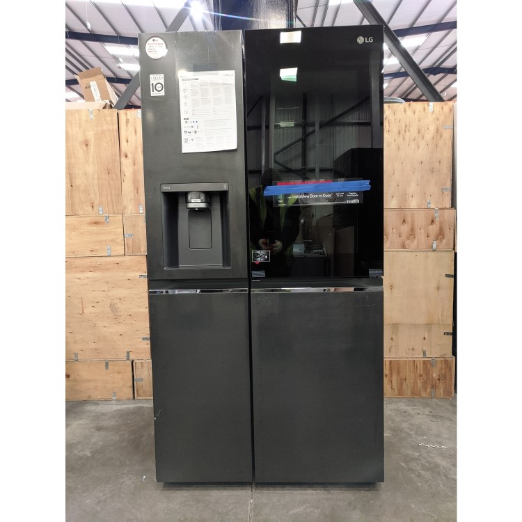 Refurbished LG InstaView ThinQ GSXV90MCAE 635 Litre American Fridge Freezer With Plumbed Ice And Water Dispenser Black