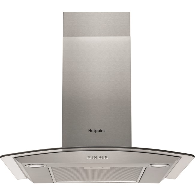 Refurbished Hotpoint PHGC74FLMX 70cm Cooker Hood With Curved Glass Canopy Stainless Steel