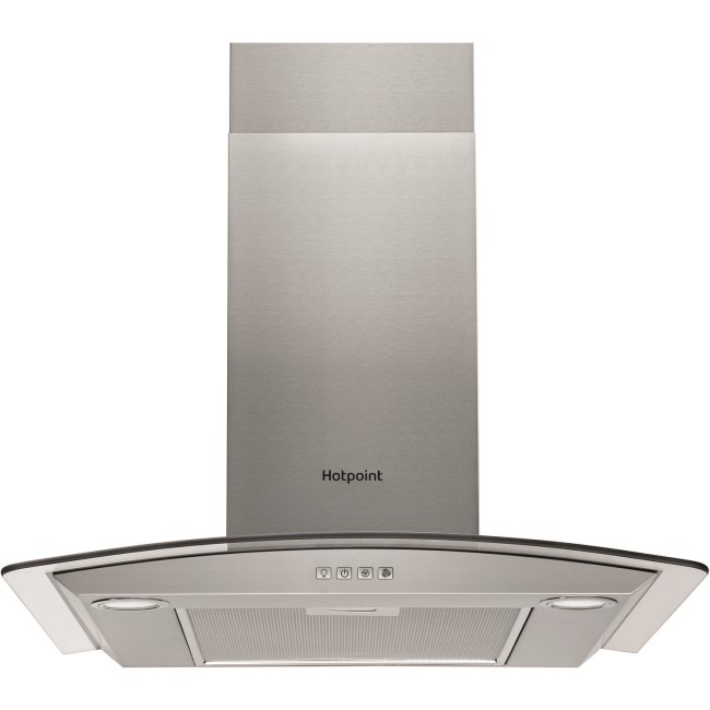 Hotpoint 70cm Curved Glass Cooker Hood - Stainless Steel
