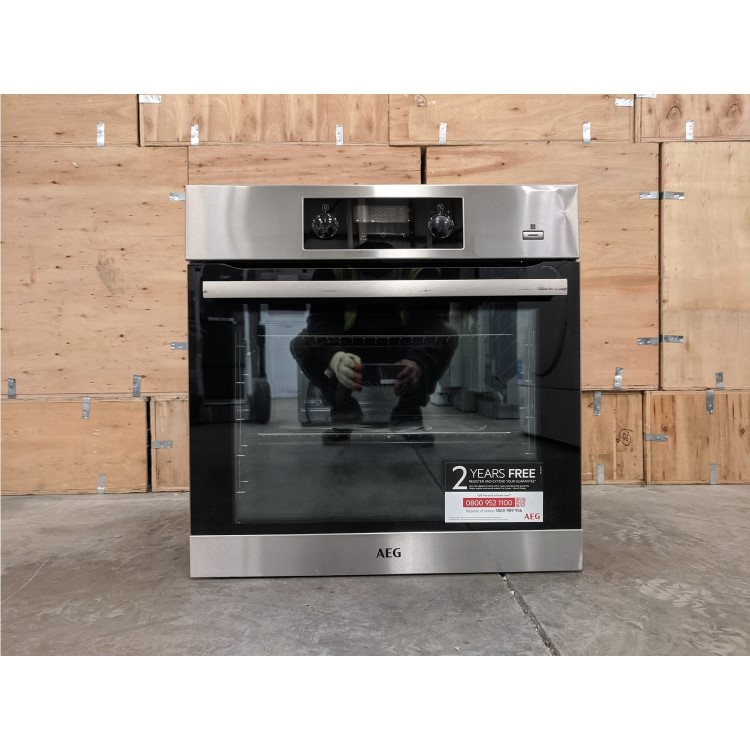 Refurbished AEG SteamBake BPS355020M 60cm Single Built In Electric Oven with Pyrolytic Cleaning