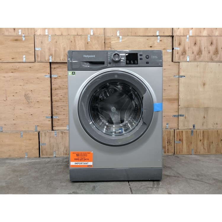 Refurbished Hotpoint NSWM843CGGUKN Freestanding 8KG 1400 Spin Washing Machine Graphite