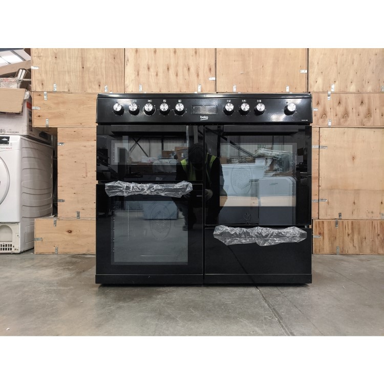 Refurbished Beko KDVC100K 100cm Electric Range Cooker with Ceramic Hob Black