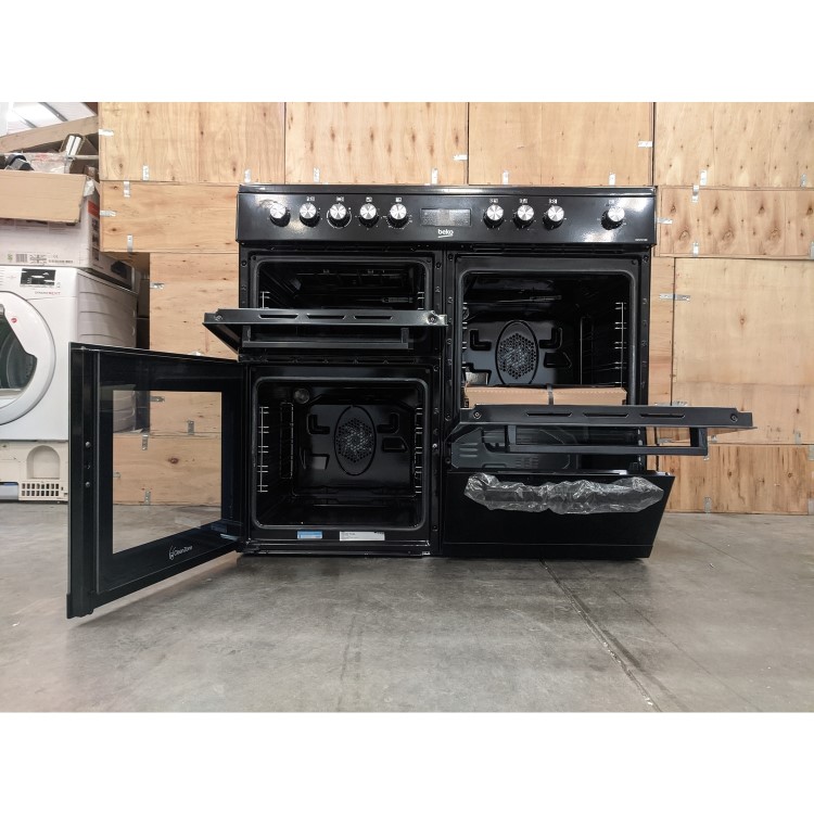 Refurbished Beko KDVC100K 100cm Electric Range Cooker with Ceramic Hob Black