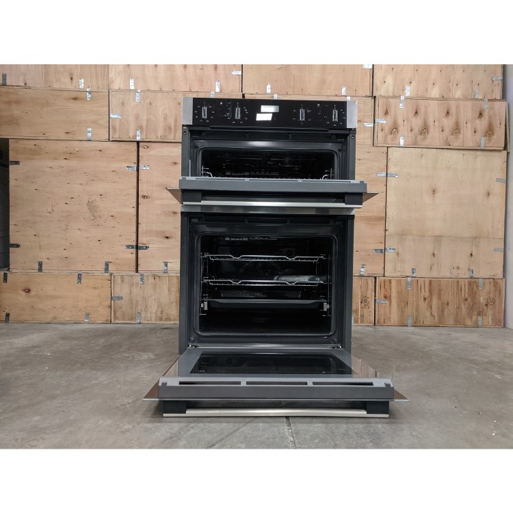 Refurbished Neff N50 U1ACE2HN0B 60cm Double Built In Electric Oven With LCD Display Stainless Steel