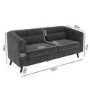 Grey Velvet 3 Seater Sofa - Lotti