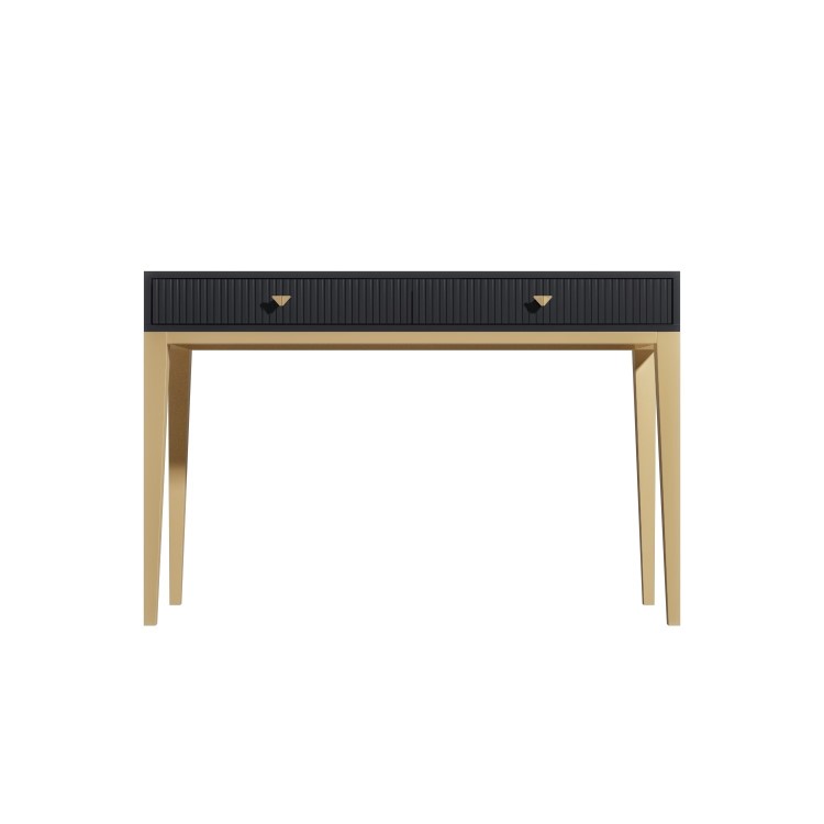 Dark Grey Art Deco Dressing Table with 2 Drawers - Maya