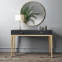 Dark Grey Art Deco Dressing Table with 2 Drawers - Maya