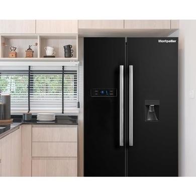 Montpellier CSBYS600DK 510 Litre American Style Fridge Freezer Frost Free Water Dispenser 2 Door 89.5cm Wide - Black