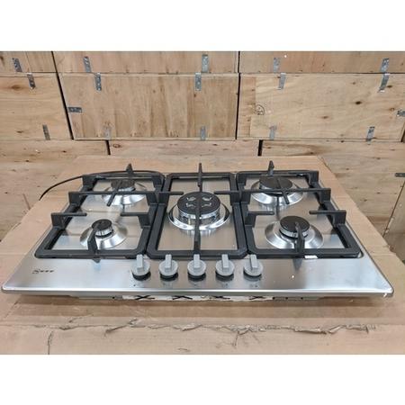 Refurbished Neff N50 T27BB59N0 75cm 5 Burner Gas Hob with Cast Iron Pan Stands Stainless Steel