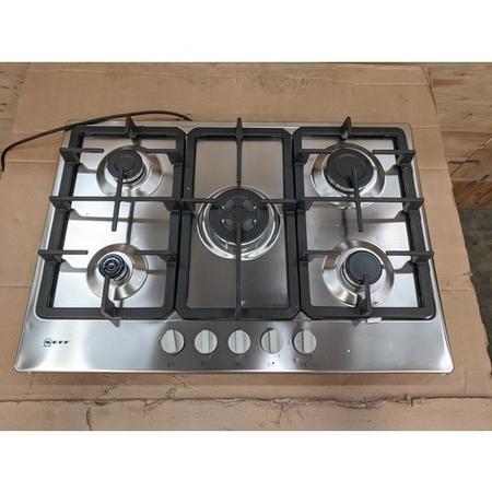 Refurbished Neff N50 T27BB59N0 75cm 5 Burner Gas Hob with Cast Iron Pan Stands Stainless Steel