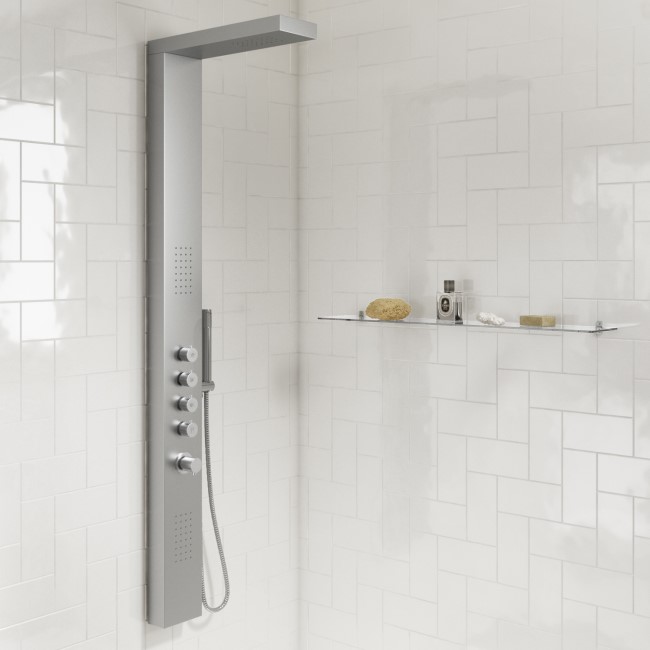 Chrome Thermostatic Shower Tower with Pencil Hand Shower - Provo