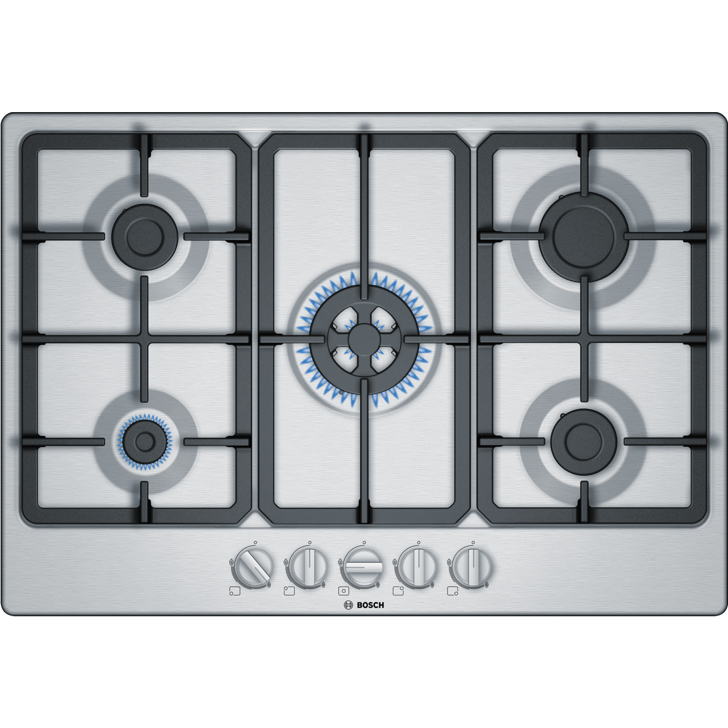 Bosch Serie 4 75cm 5 Burner Gas Hob - Stainless Steel
