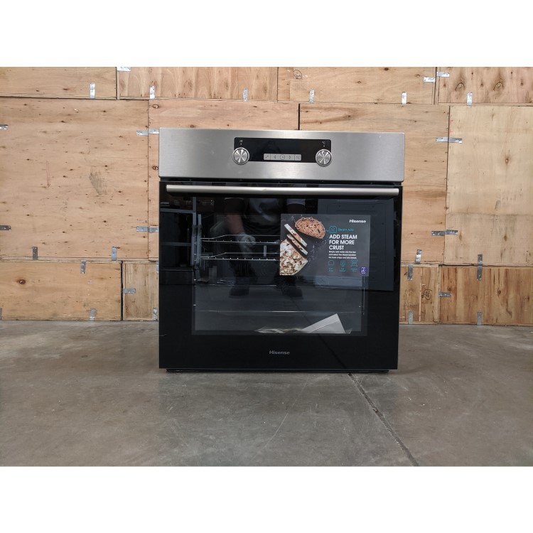 Refurbished Hisense BSA5221AXUK 60cm Single Built In Electric Oven with Steam Function and Steam Cleaning Stainless Steel