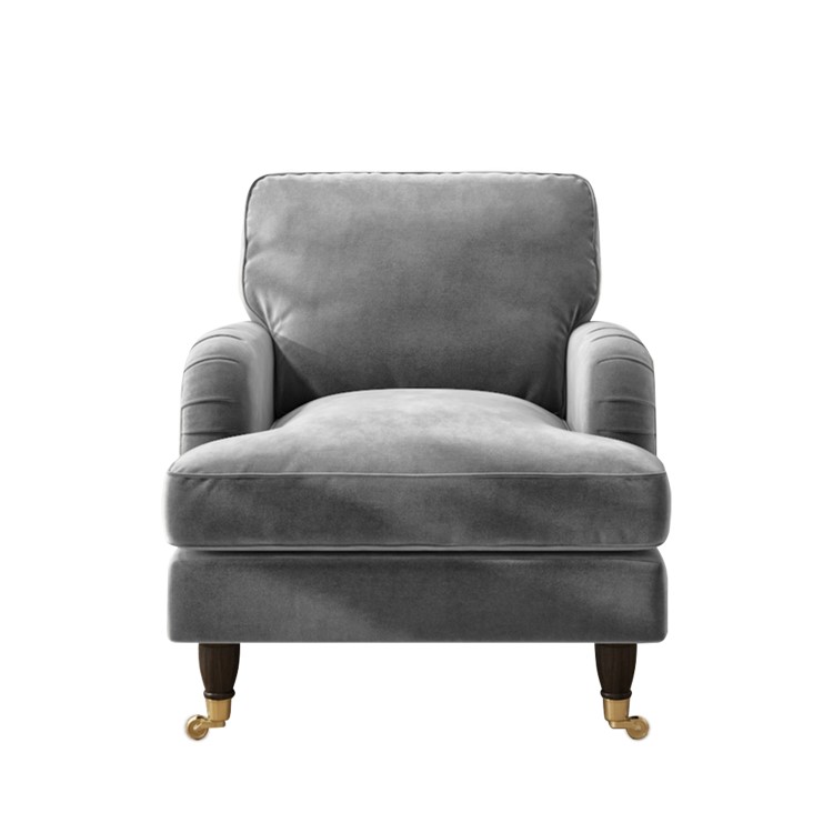 Silver Grey Velvet Armchair - Payton