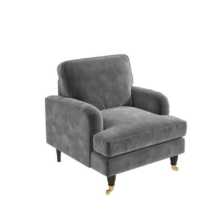 Silver Grey Velvet Armchair - Payton