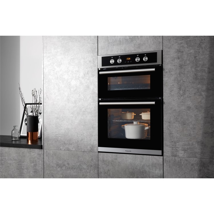 Refurbished Hotpoint Class 2 DD2844CIX 60cm Double Built In Electric Oven Stainless Steel