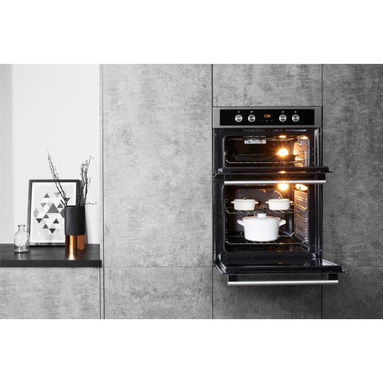 Refurbished Hotpoint Class 2 DD2844CIX 60cm Double Built In Electric Oven Stainless Steel
