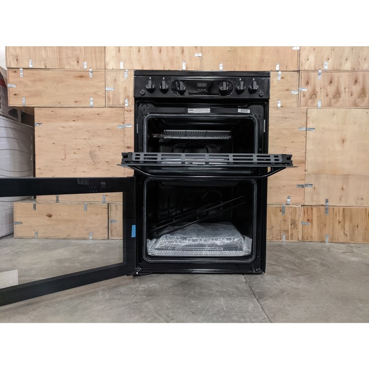 Refurbished Hotpoint HDM67G0CMB 60cm XXL Capacity Double Oven Gas Cooker Black