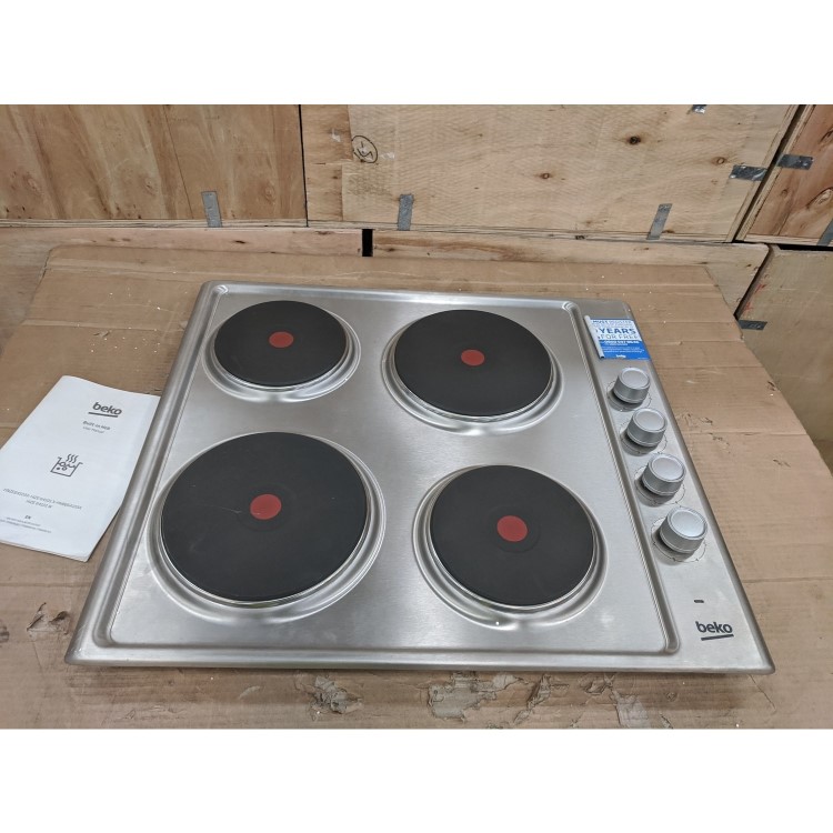 Refurbished Beko HIZE64101X 58cm 4 Zone Solid Plate Hob Stainless Steel