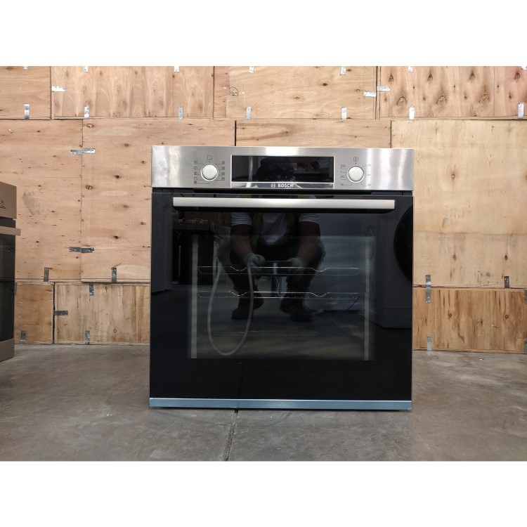 Refurbished Bosch Series 4 HBS573BS0B Pyrolytic Self Cleaning 60cm Single Built In Electric Oven Stainless Steel