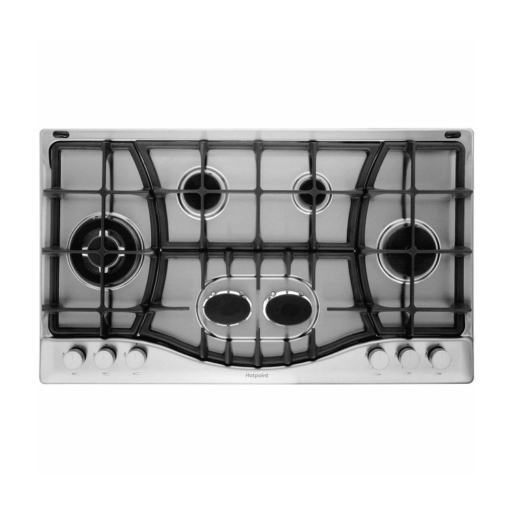 Refurbished Hotpoint PHC961TSIXH 87cm 6 Burner Gas Hob Stainless Steel With Cast Iron Pan Stands