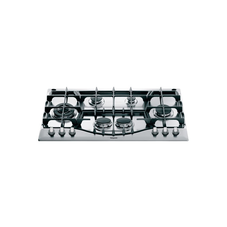 Refurbished Hotpoint PHC961TSIXH 87cm 6 Burner Gas Hob Stainless Steel With Cast Iron Pan Stands