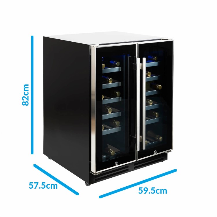 Refurbished electriQ EQWINECH60DD Freestanding 36 Bottle  Dual Zone Under Counter Wine Cooler Stainless Steel