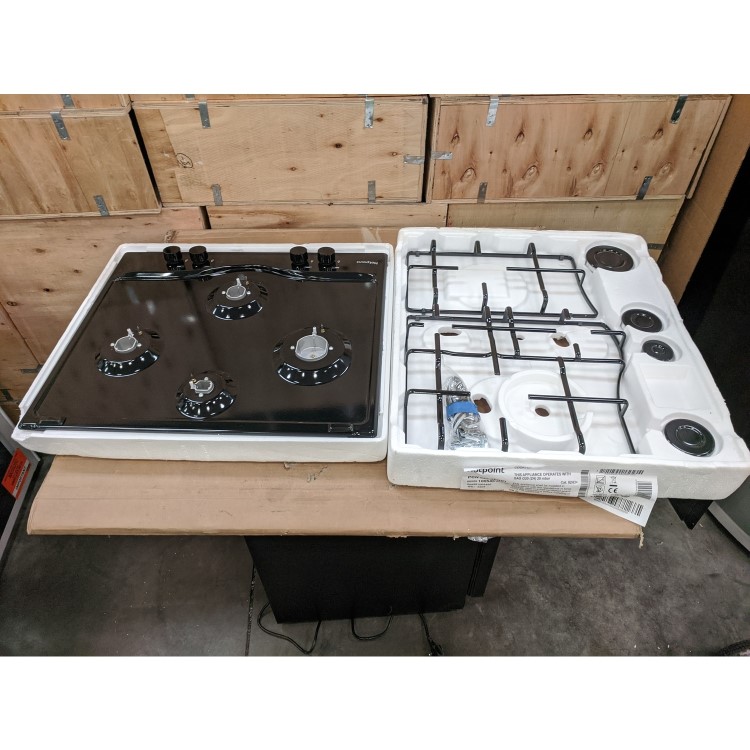 Refurbished Hotpoint PCN642HBK 59cm 4 Burner Gas Hob Black