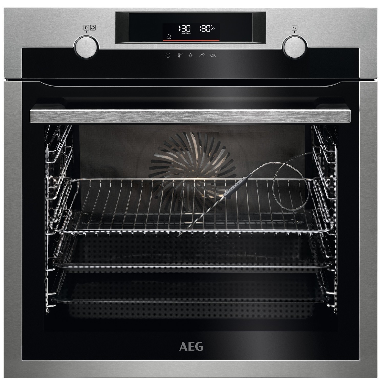 AEG 6000 SteamBake Electric Single Oven with Food Sensor - Stainless Steel