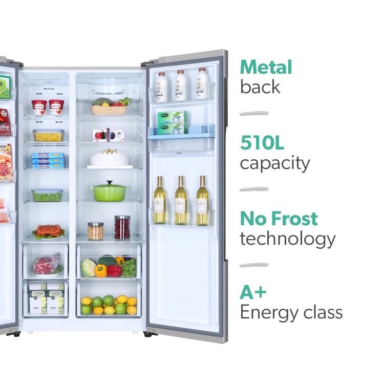 Refurbished Haier HRF-522WS6 Freestanding 501 Litre 50/50 Frost Free Fridge Freezer with Water Dispenser Silver