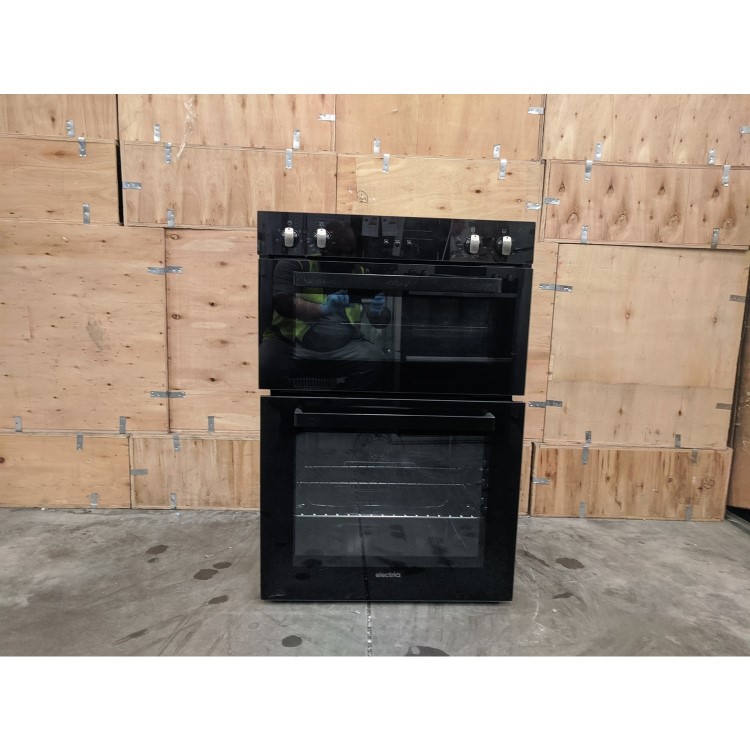 Refurbished electriQ EQDO1BLACK 60cm Double Built In Electric Oven Black
