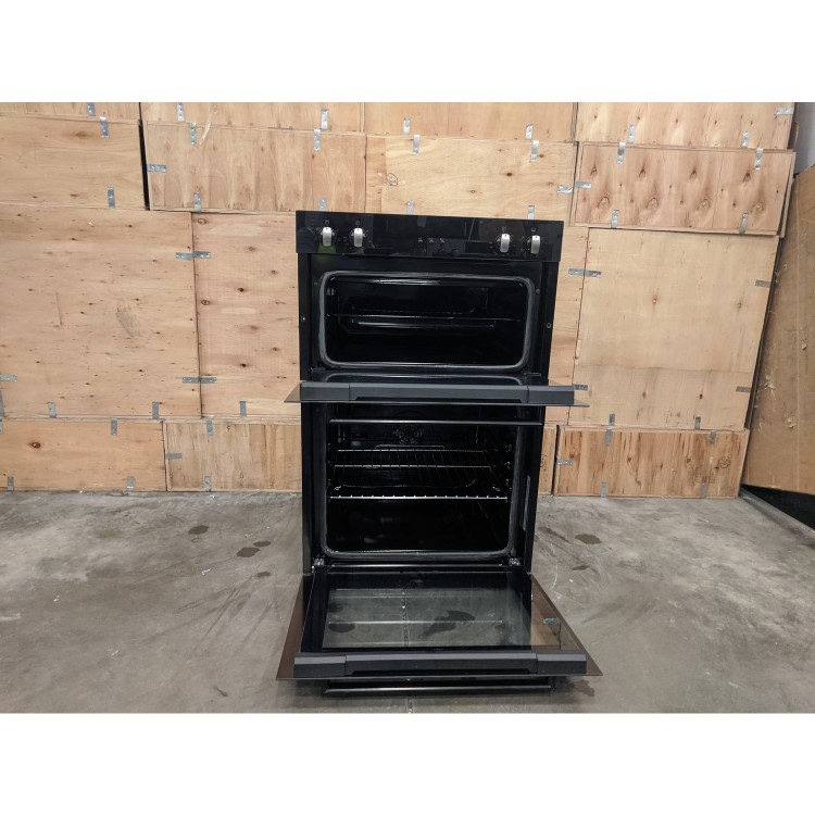 Refurbished electriQ EQDO1BLACK 60cm Double Built In Electric Oven Black