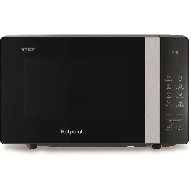 Refurbished Hotpoint Xtraspace MWHF203B Flatbed 20L With Grill 800W Microwave Oven Black