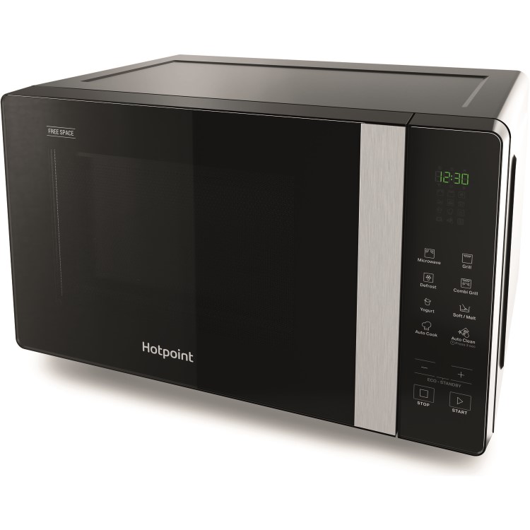 Refurbished Hotpoint Xtraspace MWHF203B Flatbed 20L With Grill 800W Microwave Oven Black