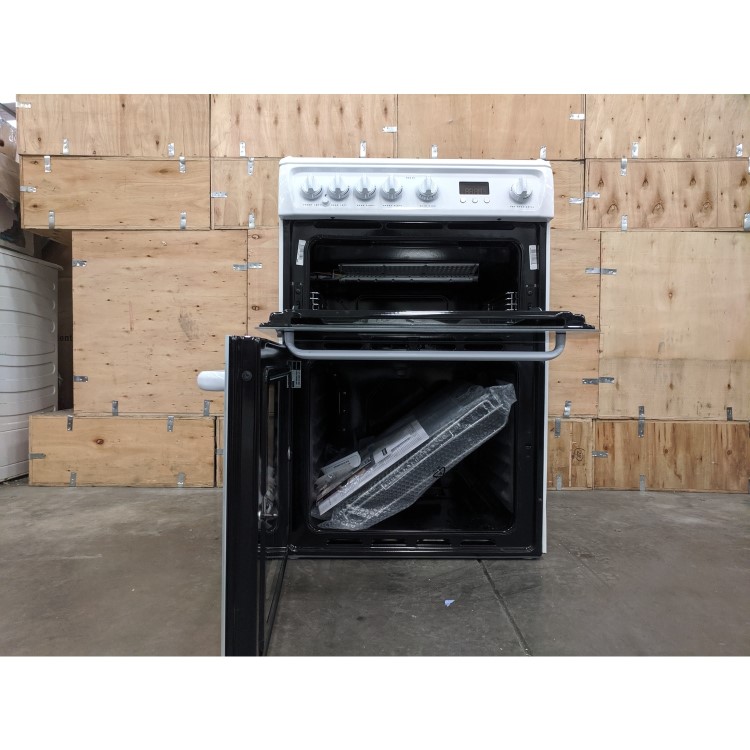 Refurbished Hotpoint HAG60P 60cm Double Oven Gas Cooker White