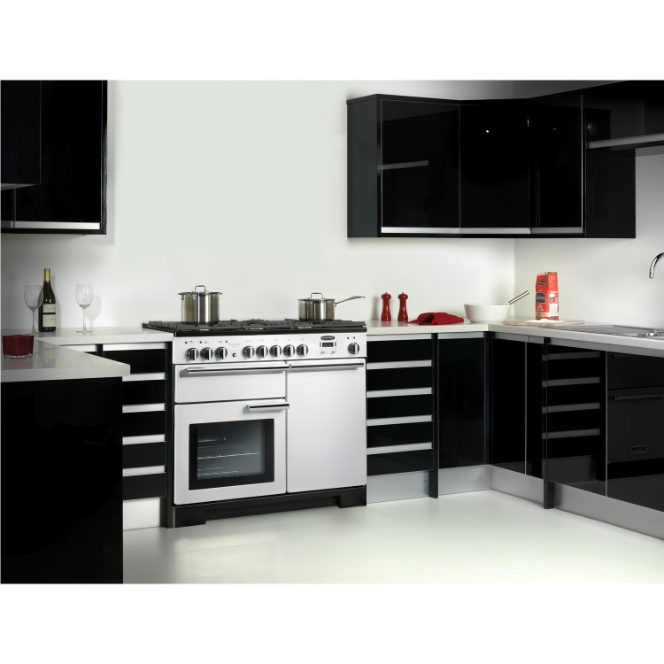Refurbished Rangemaster Professional Deluxe PDL100DFFGBC 100cm Dual Fuel Range Cooker Black