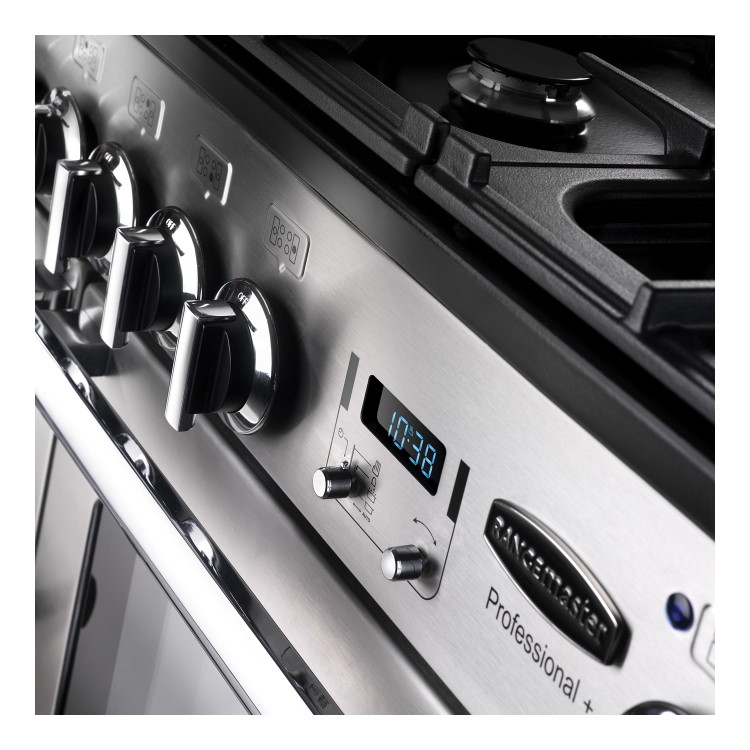 Refurbished Rangemaster Professional Deluxe PDL100DFFGBC 100cm Dual Fuel Range Cooker Black