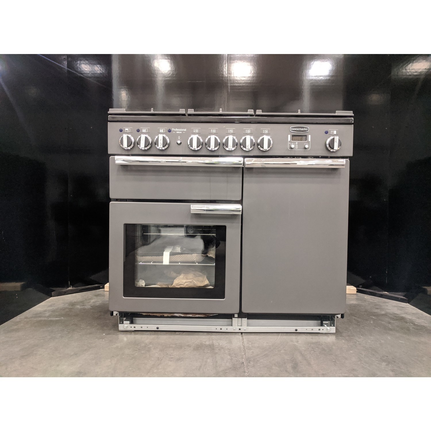 Refurbished Rangemaster Professional Deluxe PDL100DFFSLC 100cm Dual Fuel Range Cooker Slate Grey