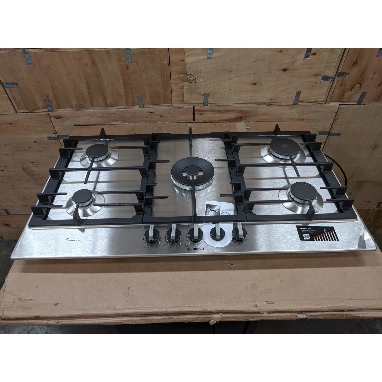 Refurbished Bosch Series 6 PCR9A5B90 90cm 5 Burner Gas Hob Stainless