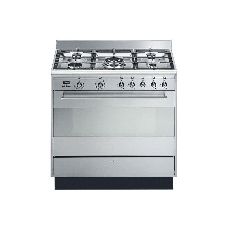 Refurbished Smeg Concert SUK91MFX9 90cm Dual Fuel Single Oven Range Cooker Stainless Steel