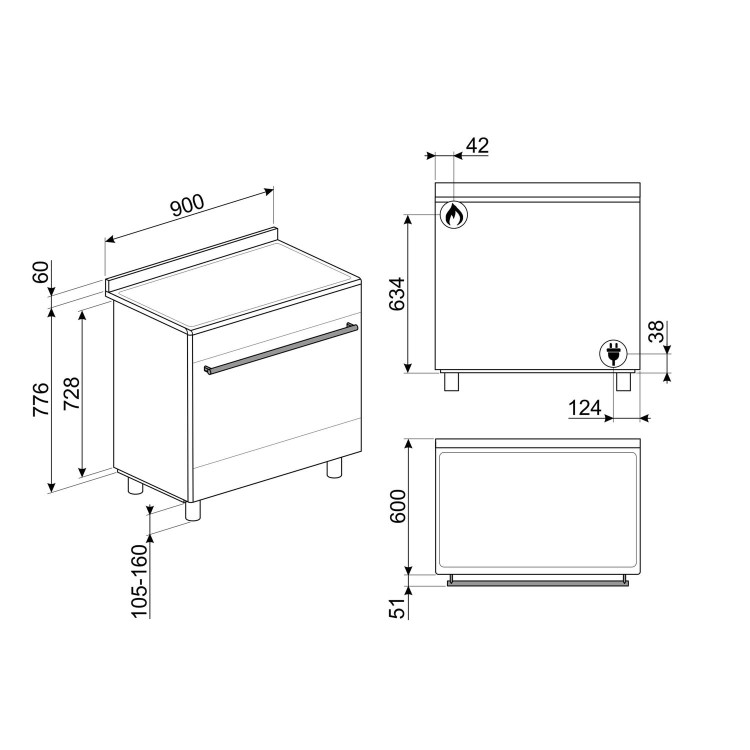 Refurbished Smeg Concert SUK91MFX9 90cm Dual Fuel Single Oven Range Cooker Stainless Steel