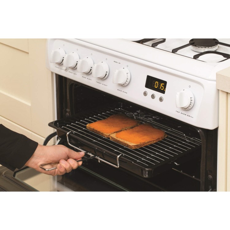 Refurbished Hotpoint HAGL60P 60cm Double Oven Gas Cooker with Lid White