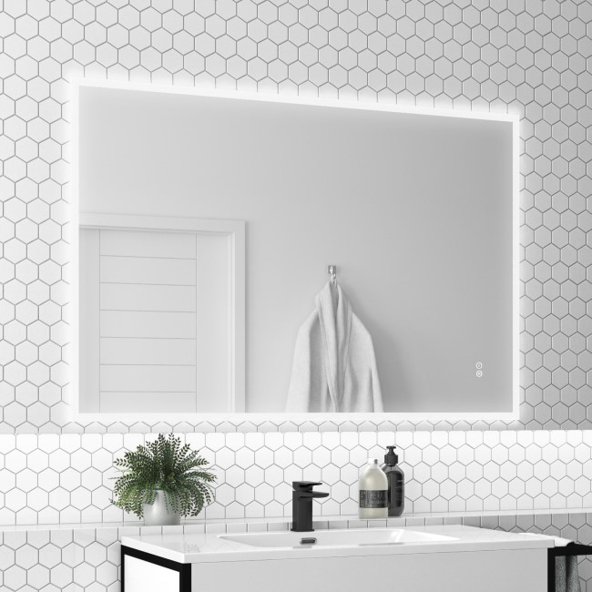 Rectangular LED Bathroom Mirror with Bluetooth & Shaver Socket 1200 x 800mm - Divine