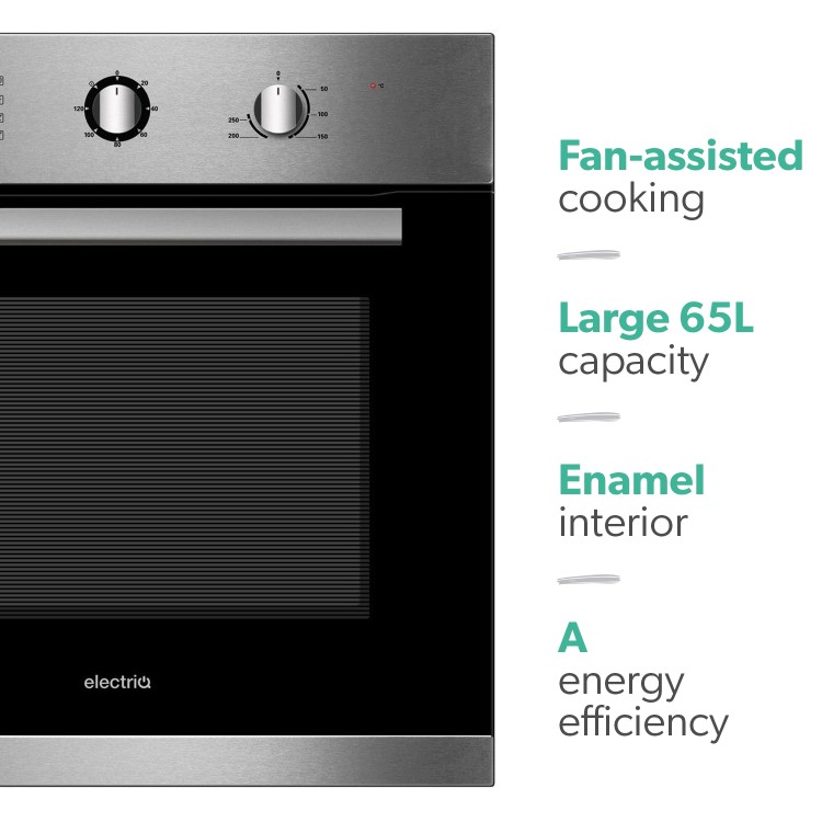 Refurbished electriQ EQOVENM2 Plug In Electric Fan Assisted Single Oven Stainless Steel
