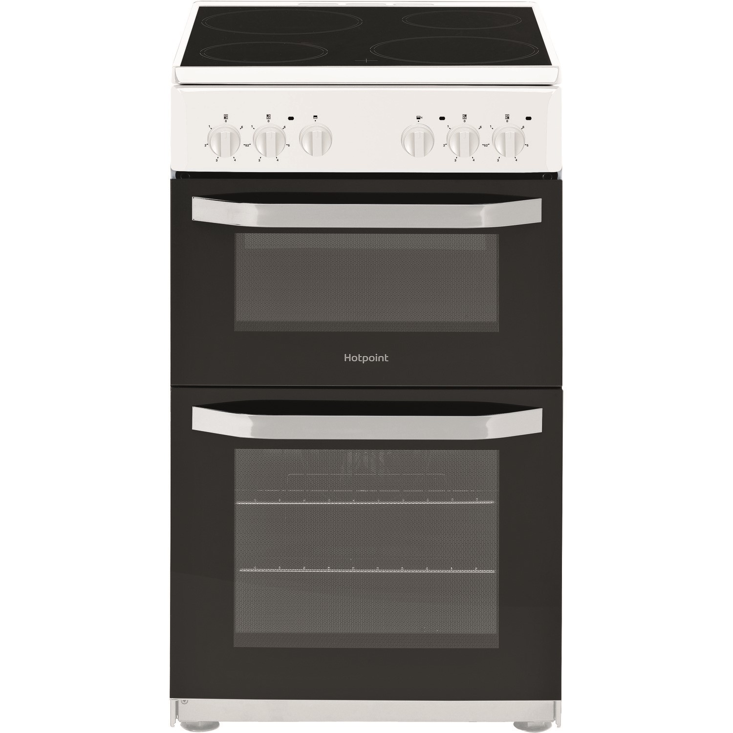 Hotpoint 50cm Double Cavity Electric Cooker with Ceramic Hob - White